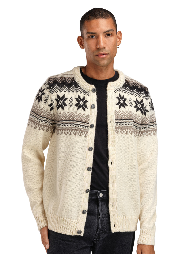 Veafjord Men's Jacket - Norwegian Wool Cream Mountainstone Coffee