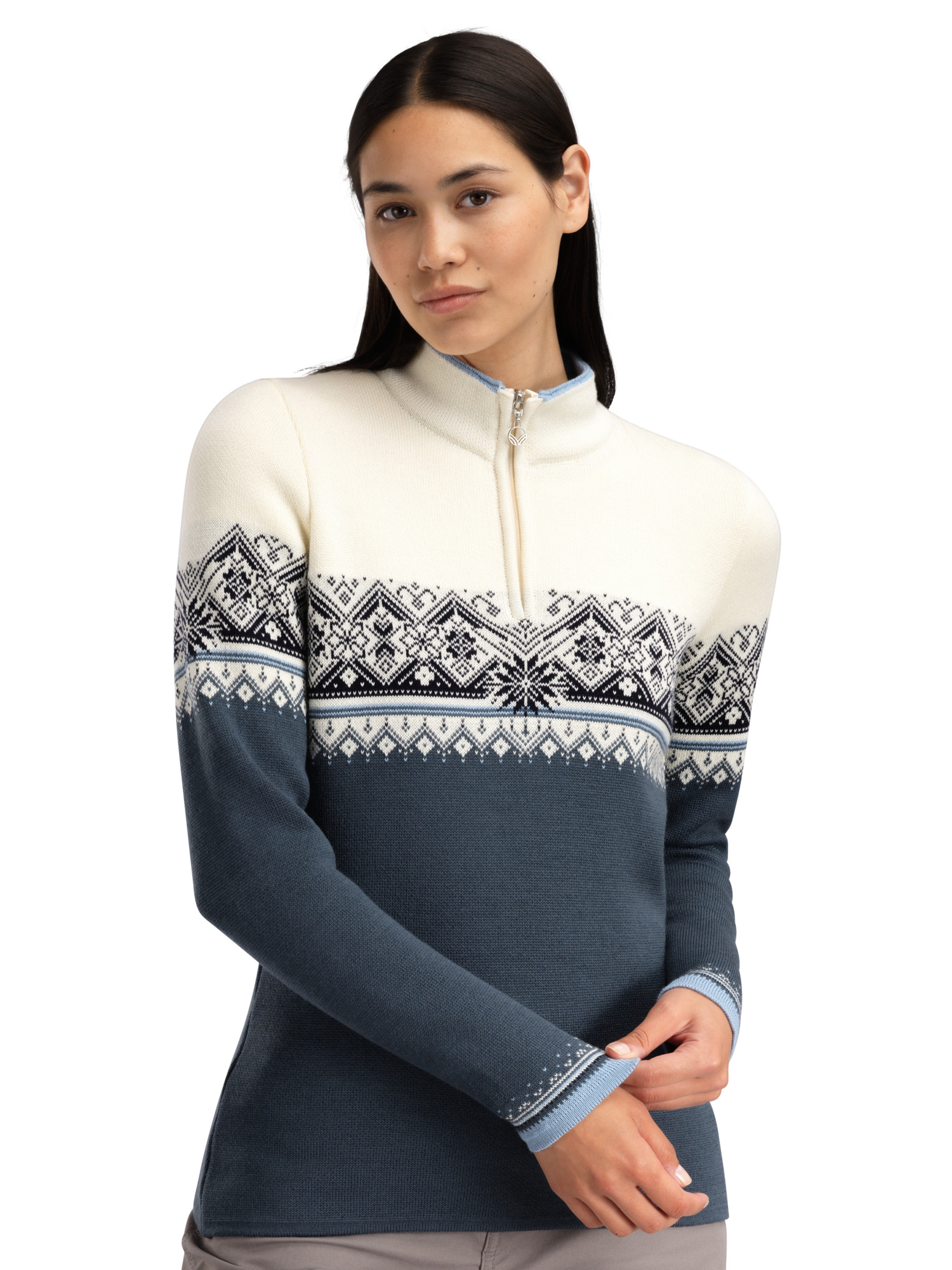 Moritz Women’s Sweater - Merino Wool Steel Offwhite Marine