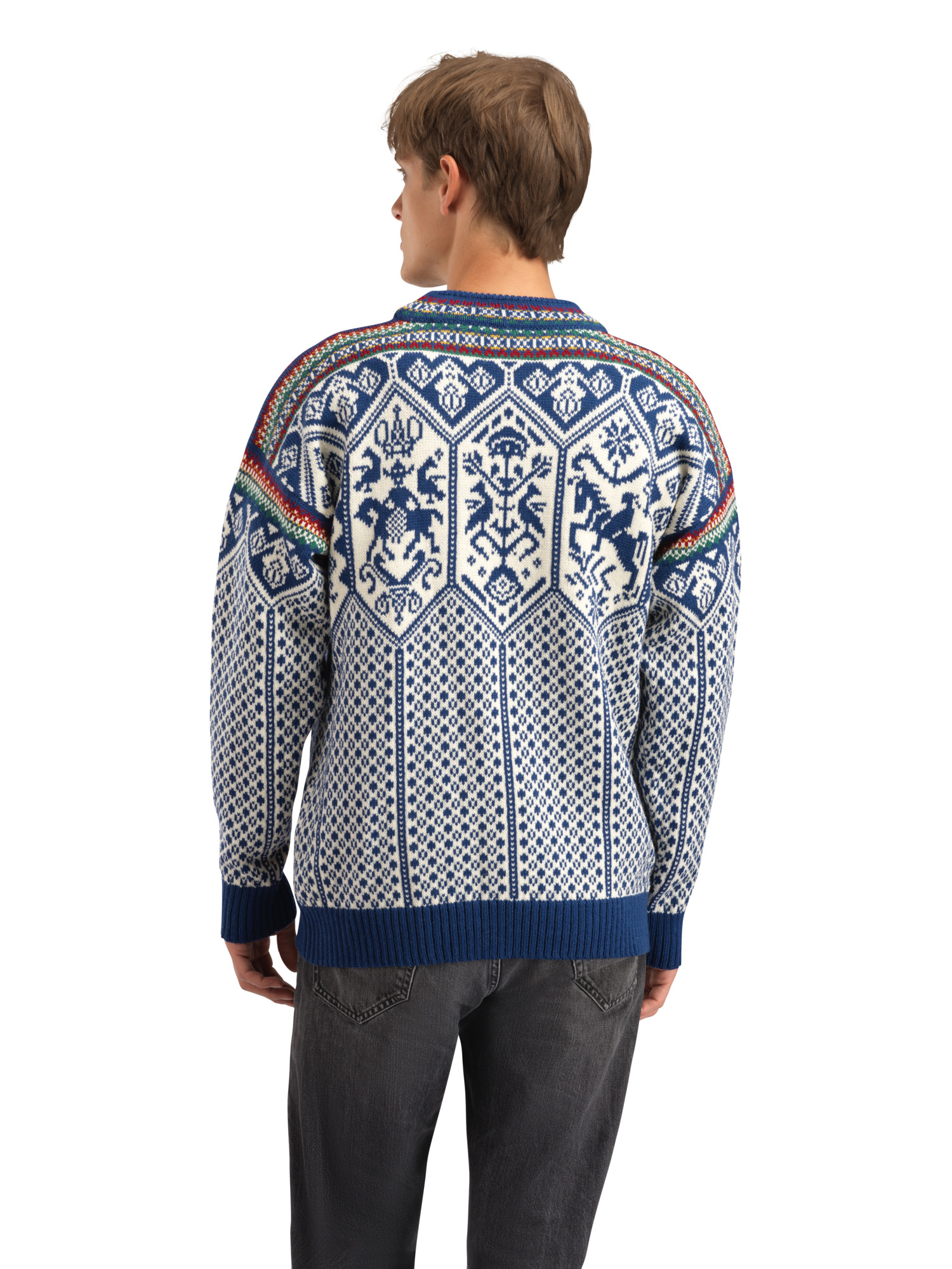 1994 Lillehammer wool sweater unisex Indigo Mustard Botttlegreen