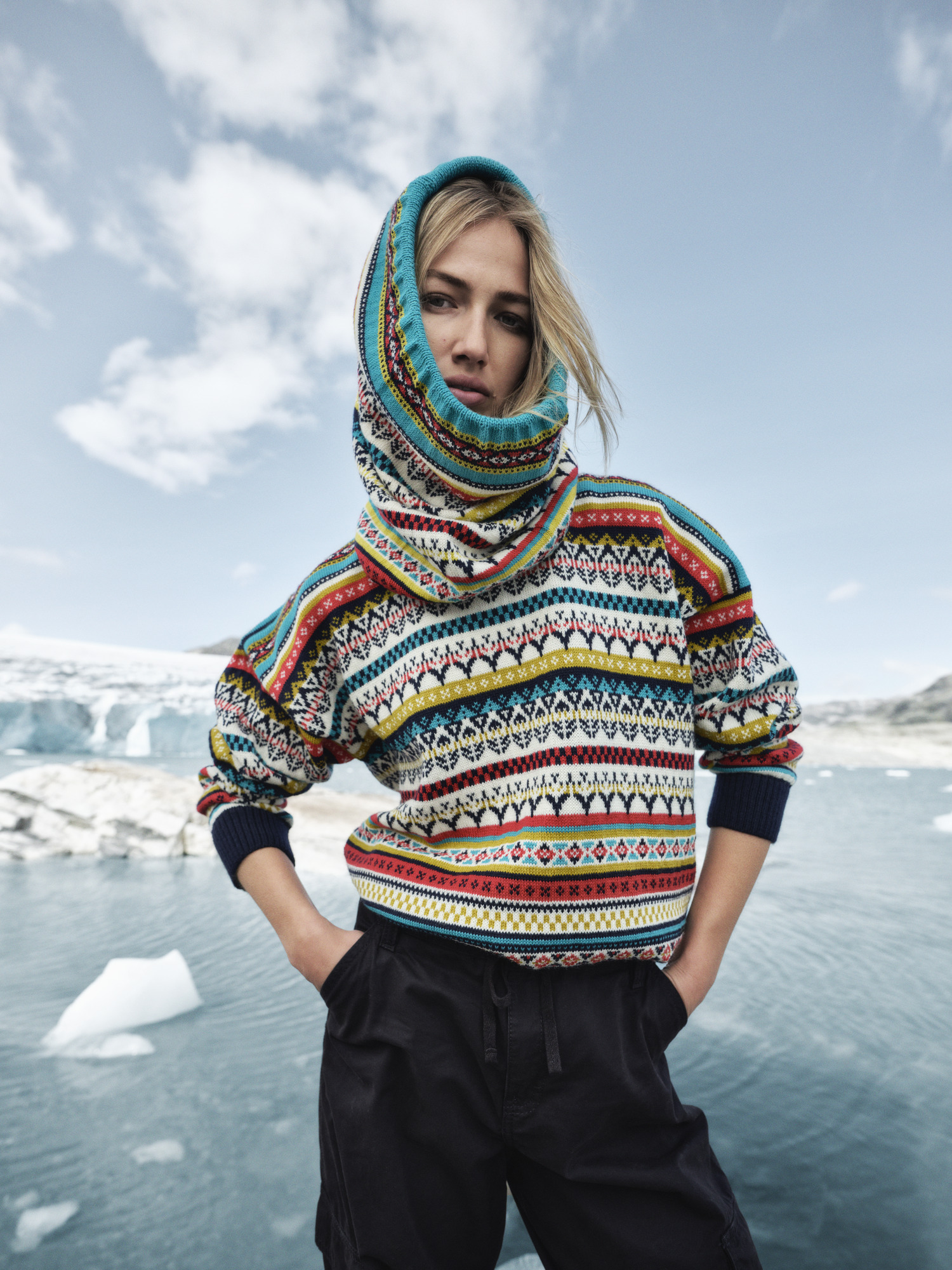 Utsira Women's Sweater Marine Offwhite Raspberry