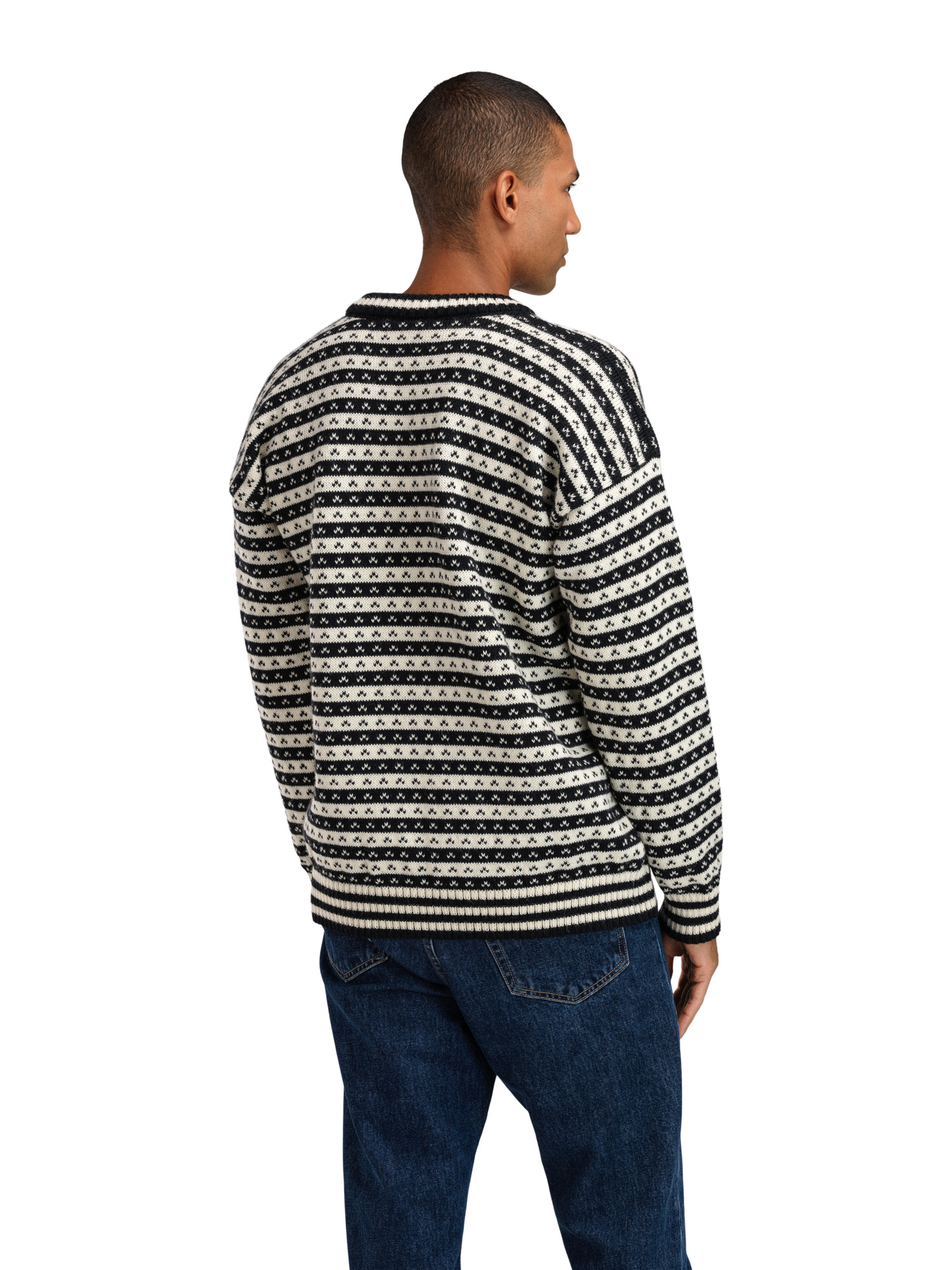 Skipsleia Unisex Sweater - Norwegian Wool Black Offwhite
