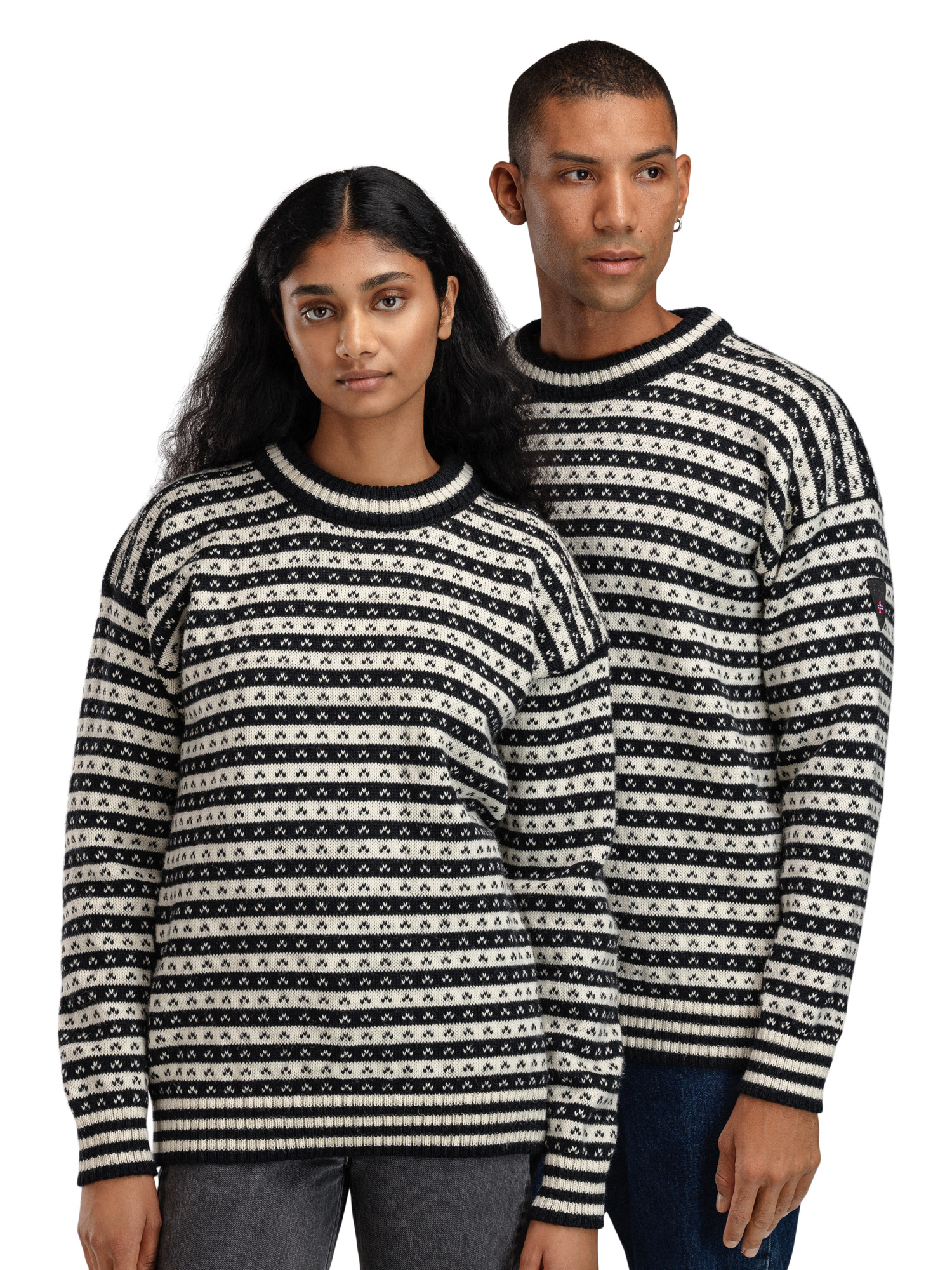Skipsleia Unisex Sweater - Norwegian Wool Black Offwhite