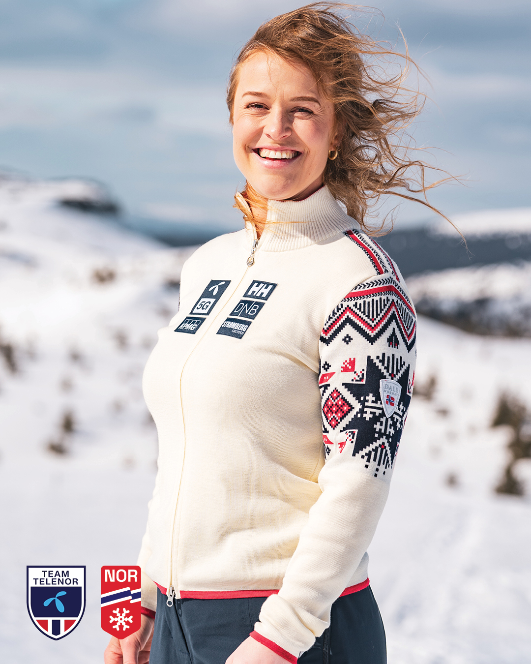 Official Alpine Sweater for the Norwegian Alpine Team from Dale of Norway.