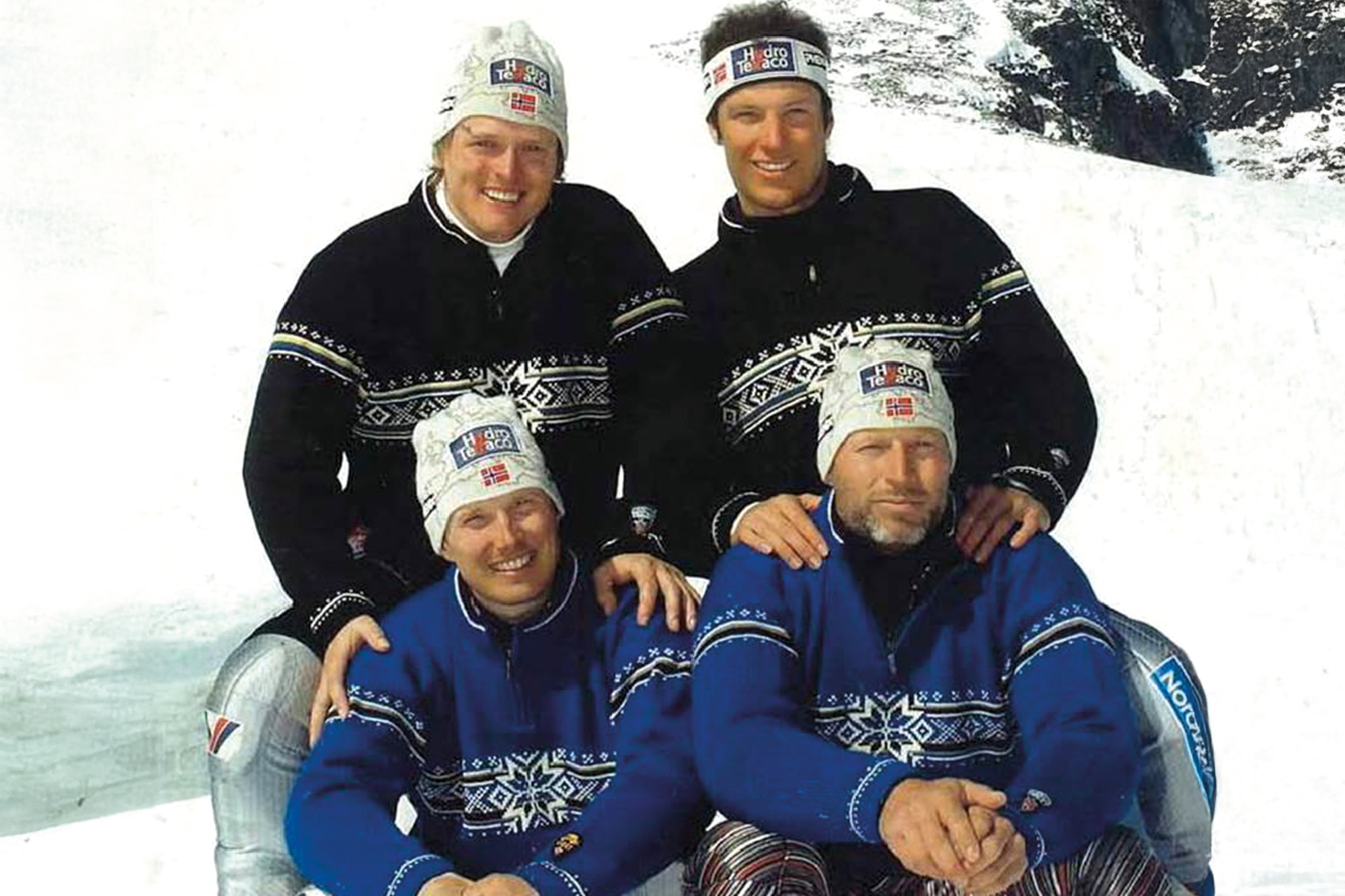 Ski-VM Oberstdorf, Tyskland 2005. På bildet ser vi alpinistene Bjarne Solbakken og Aksel Lund Svindal (bak), og Truls Ove Karlsen og Lasse Kjus (foran).